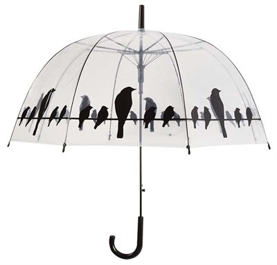 Paraplu Vogels Op Draad Transparant / Zwart 81,5 CM