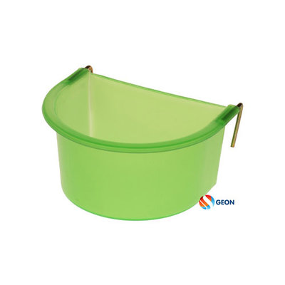 DRINK- / VOERBAKJE, 300ML, PP GROEN + HAAKJES